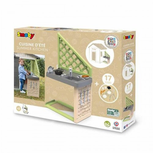 Smoby Summer Kitchen - legetøjskøkken til udendørs/indendørs leg (17 dele)