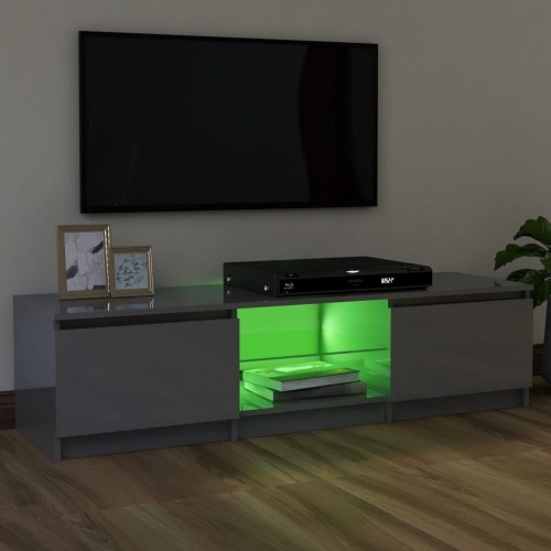 Tv-skab med LED-lys 120x30x36 cm grå højglans