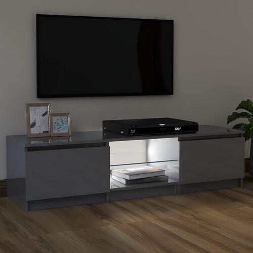 Tv-skab med LED-lys 120x30x35,5 cm grå højglans