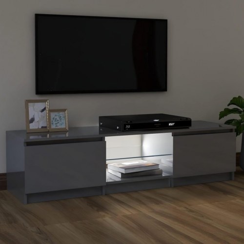 Tv-skab med LED-lys 120x30x36 cm grå højglans