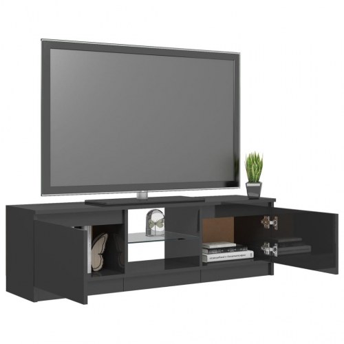 Tv-skab med LED-lys 120x30x36 cm grå højglans