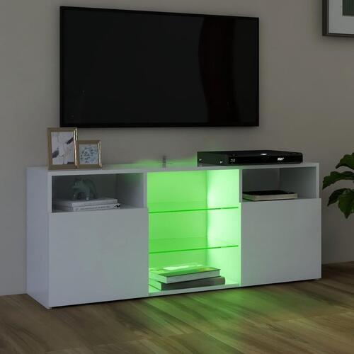 Tv-skab med LED-lys 120x30x50 cm hvid