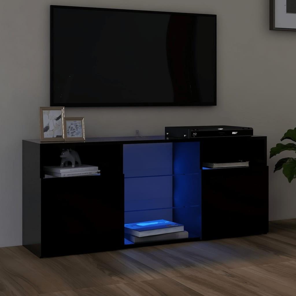 Tv-bord med LED-lys 120x30x50 cm sort