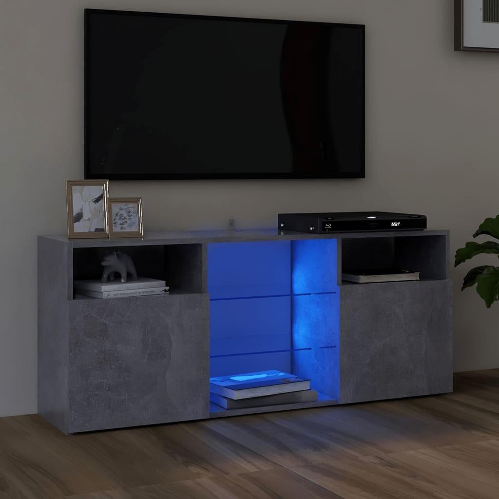 Tv-bord med LED-lys 120x30x50 cm betongrå