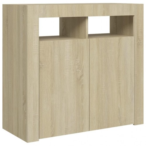 Skænk med LED-lys 80x35x75 cm sonoma-eg