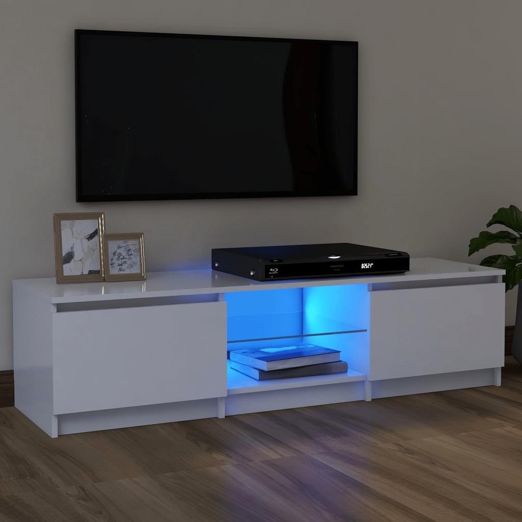 Tv-skab med LED-lys 120x30x35,5 cm hvid
