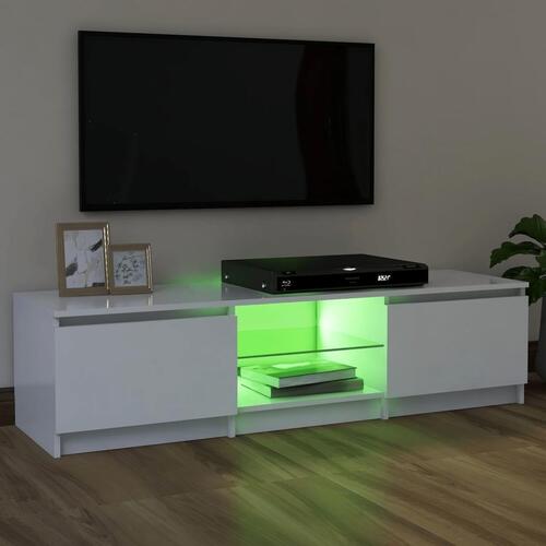 Tv-skab med LED-lys 120x30x35,5 cm hvid