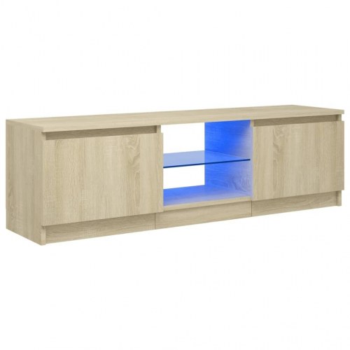 Tv-bord med LED-lys 120x30x36 cm sonoma-eg