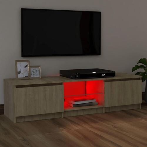 Tv-bord med LED-lys 120x30x35,5 cm sonoma-eg