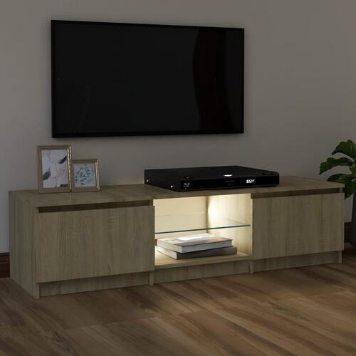 Tv-bord med LED-lys 120x30x35,5 cm sonoma-eg