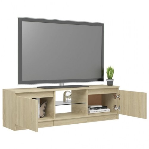 Tv-bord med LED-lys 120x30x36 cm sonoma-eg