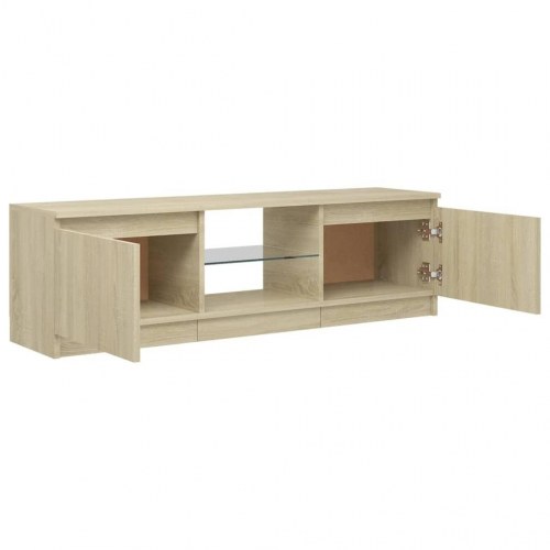 Tv-bord med LED-lys 120x30x36 cm sonoma-eg