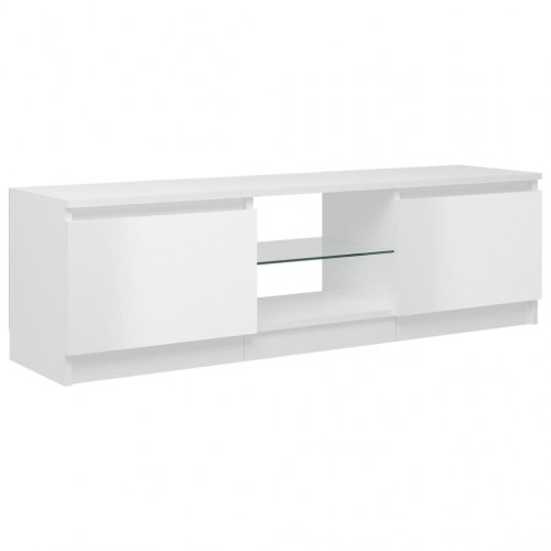 Tv-skab med LED-lys 120x30x36 cm hvid højglans