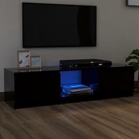 Tv-bord med LED-lys 140x40x35,5 cm sort