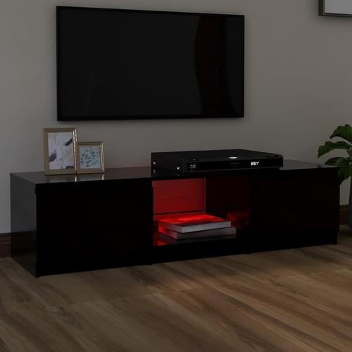 Tv-bord med LED-lys 140x40x35,5 cm sort