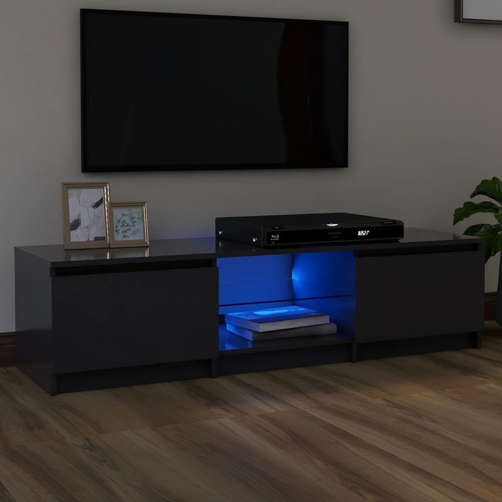 Tv-bord med LED-lys 140x40x35,5 cm grå