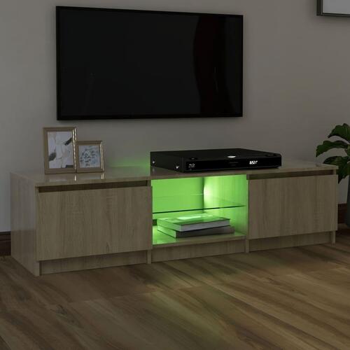 Tv-bord med LED-lys 140x40x35,5 cm sonoma-eg