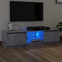 Tv-bord med LED-lys 140x40x35,5 cm betongrå