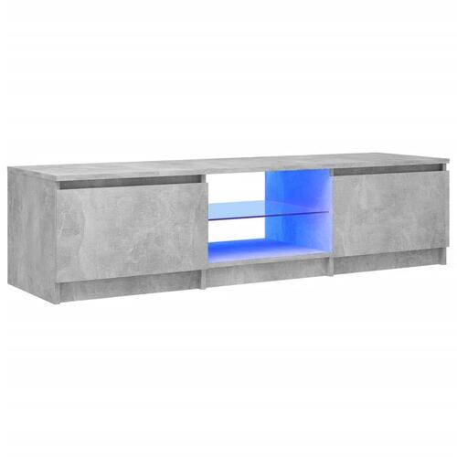 Tv-bord med LED-lys 140x40x35,5 cm betongrå