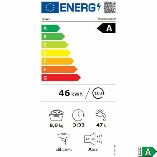 BOSCH WGE03200EP vaskemaskine 8 kg - 1.200 o/min, hvid