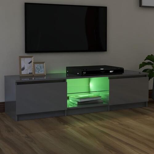 Tv-skab med LED-lys 140x40x35,5 cm grå højglans