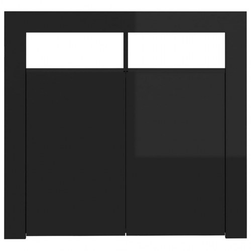 Skænk med LED-lys 80x35x75 cm sort højglans