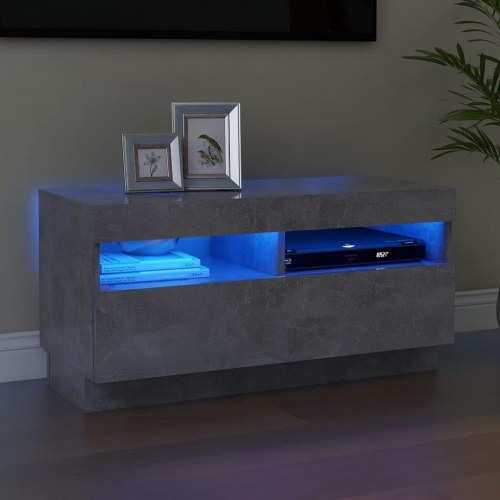 Tv-bord med LED-lys - 80×35×40 cm, betongrå