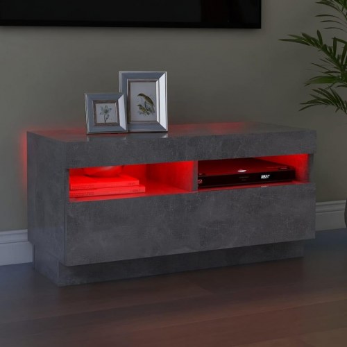 Tv-bord med LED-lys - 80×35×40 cm, betongrå