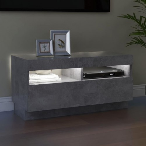 Tv-bord med LED-lys - 80×35×40 cm, betongrå