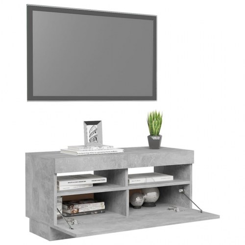 Tv-bord med LED-lys - 80×35×40 cm, betongrå