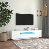 Tv-skab med LED-lys 160x35x40 cm hvid