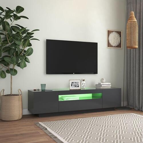 Tv-skab med LED-lys 160x35x40 cm grå