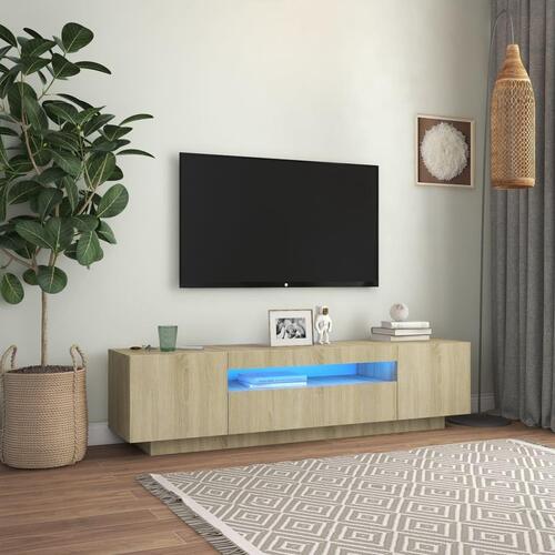 Tv-bord med LED-lys 160x35x40 cm sonoma-eg