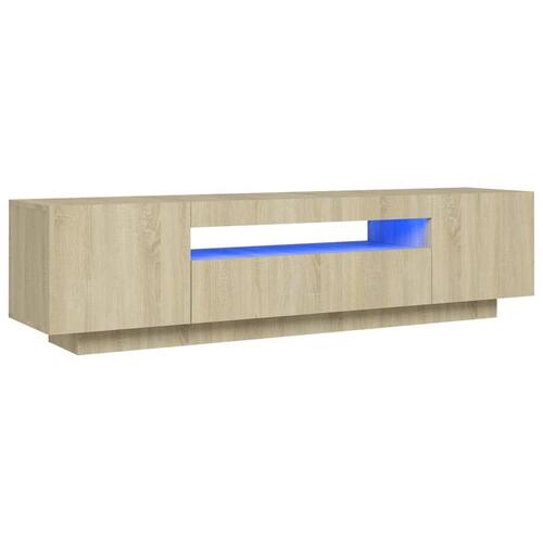 Tv-bord med LED-lys 160x35x40 cm sonoma-eg