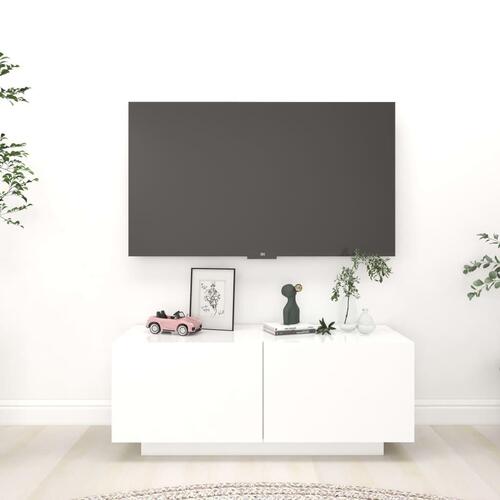 Tv-bord 100x35x40 cm konstrueret træ hvid