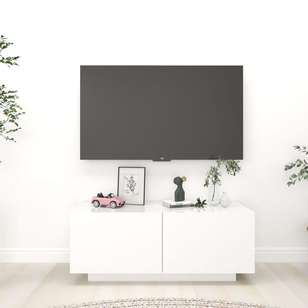 Tv-bord 100x35x40 cm konstrueret træ hvid højglans