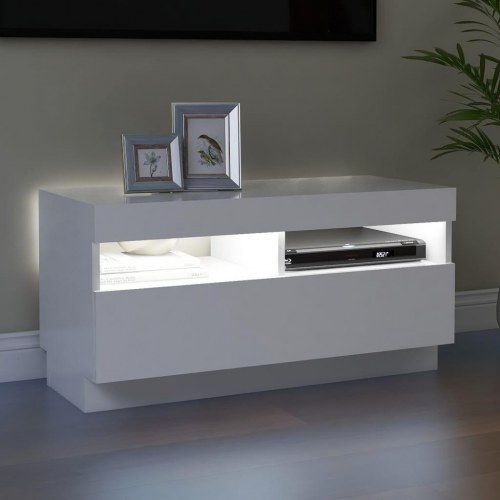 Tv-skab med LED-lys 80×35×40 cm - hvid