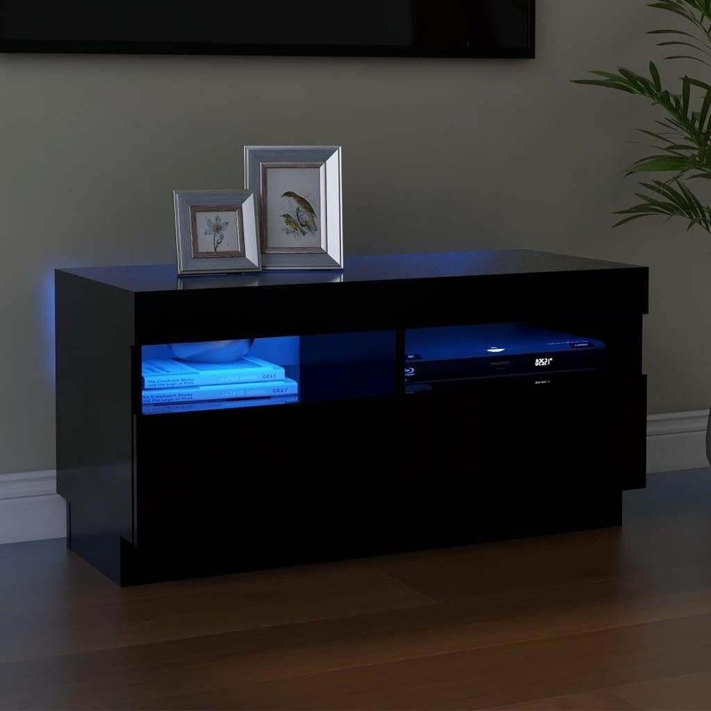 Tv-bord med LED-lys 80x35x40 cm sort