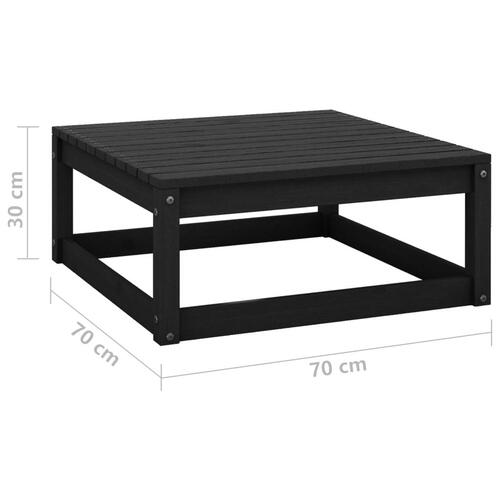 Fodskammel til haven 70x70x30 cm massivt fyrretræ sort