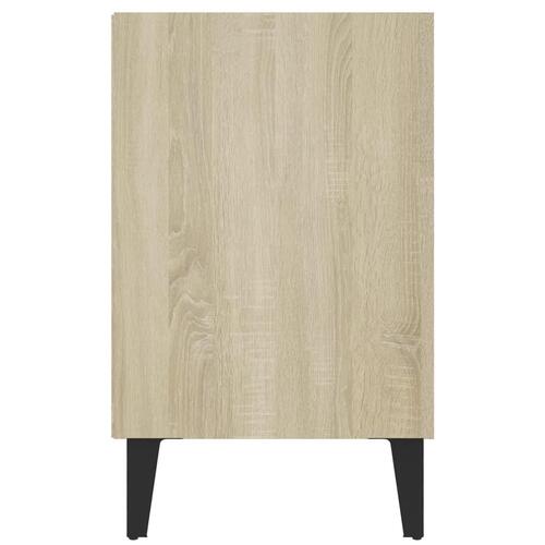 Tv-skab med metalben 103,5x30x50 cm hvid og sonoma-eg