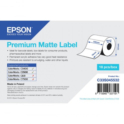 Etiketter til inkjet - Epson Premium Matte Label, hvid