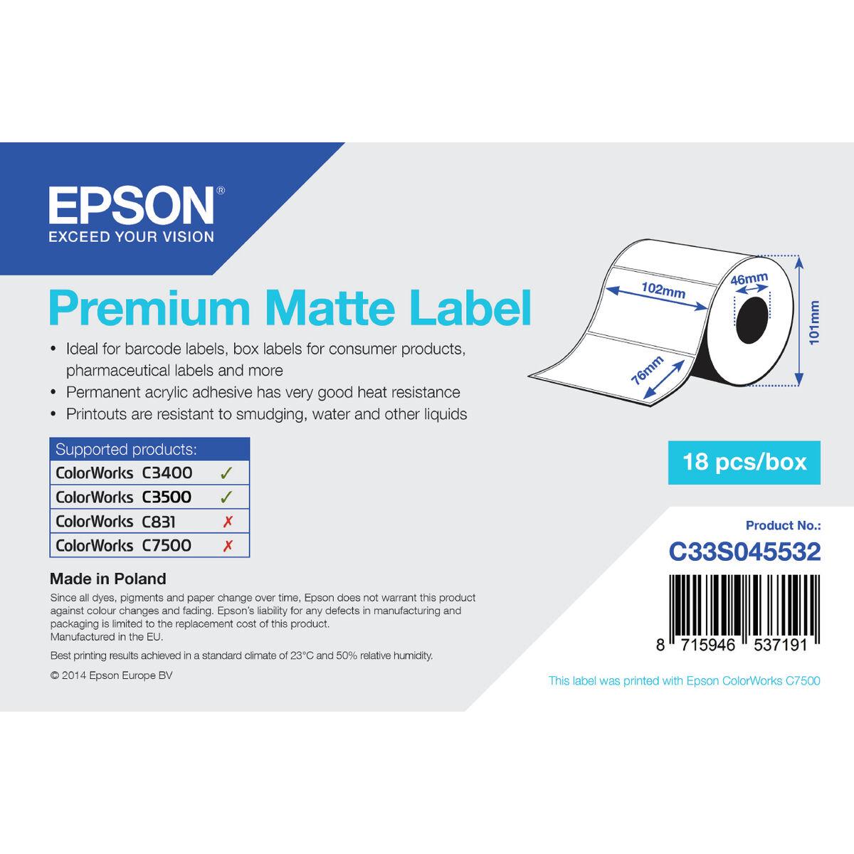 Etiketter til inkjet - Epson Premium Matte Label, hvid