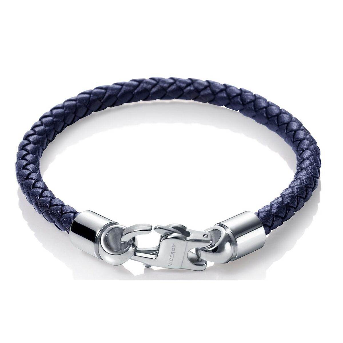 Armbånd til mænd 6444P09013 - flettet blå med stållås