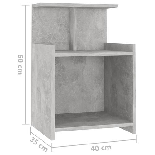 Sengeborde 2 stk. 40x35x60 cm spånplade betongrå