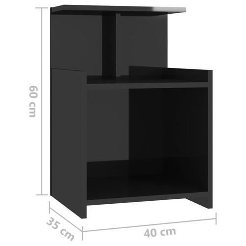 Sengeborde 2 stk. 40x35x60 cm spånplade sort højglans