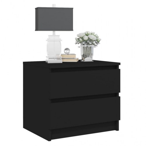 Sengeborde 2 stk. 50x39x43,5 cm konstrueret træ sort
