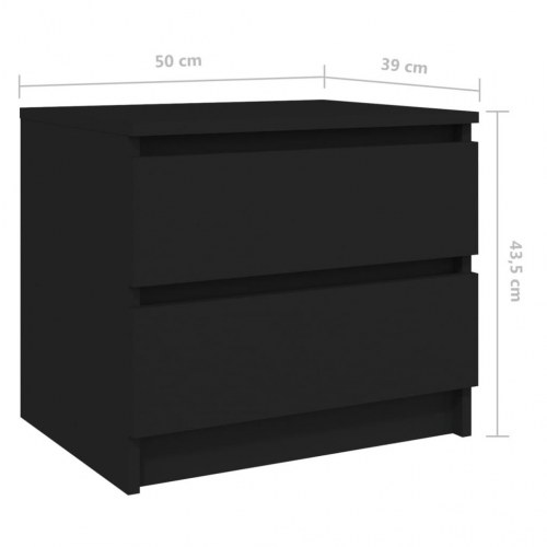 Sengeborde 2 stk. 50x39x43,5 cm konstrueret træ sort