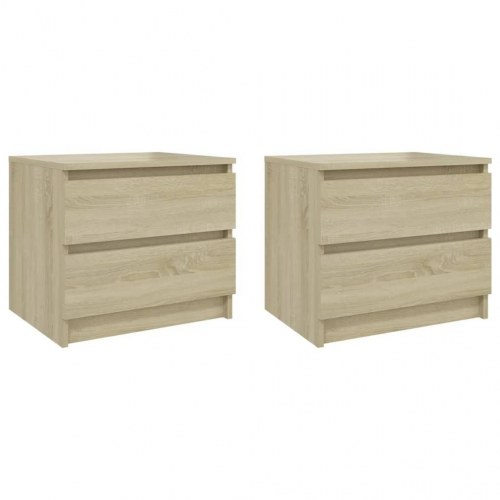 Sengeborde 2 stk. - 50 × 39 × 43,5 cm i konstrueret træ, sonoma-eg