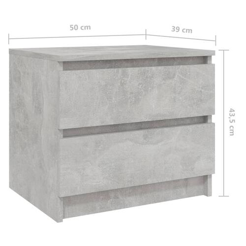 Sengeskabe 2 stk. 50x39x43,5 cm spånplade betongrå
