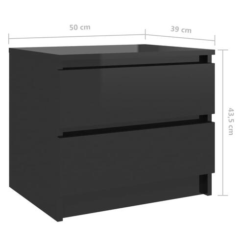 Sengeskab 50x39x43,5 cm spånplade sort højglans